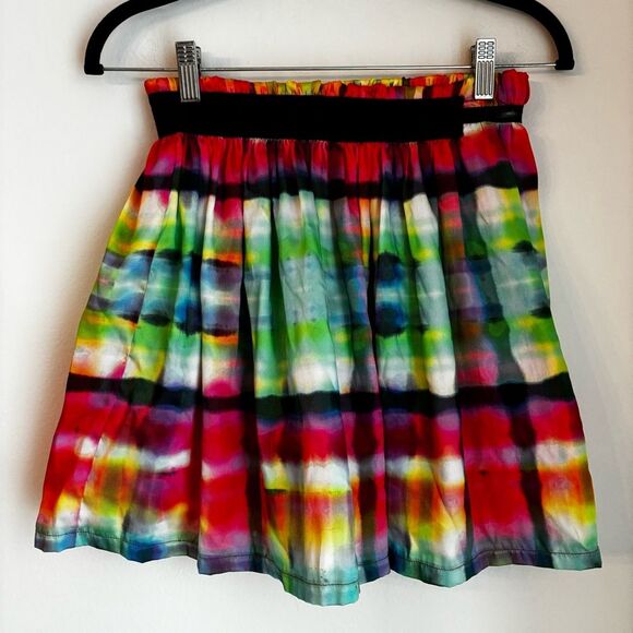 Gaultier Designer Girl Kids rainbow tie dye ruffle pleated tennis skirt size 10A - Picture 2 of 12
